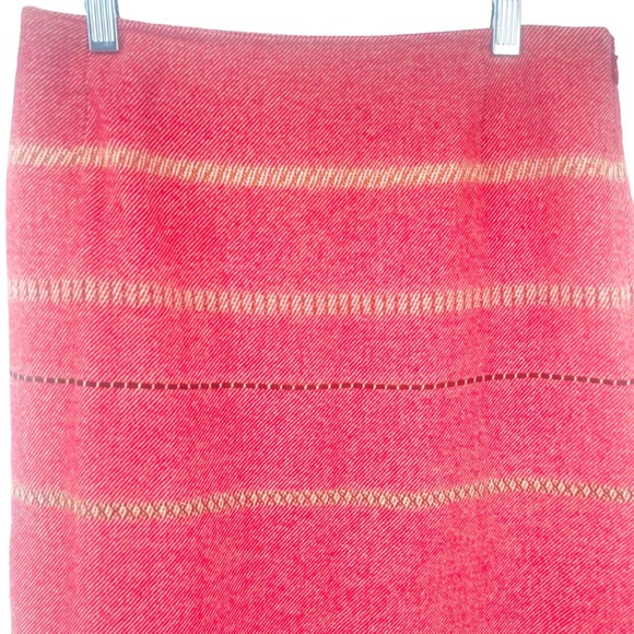 Trussardi Italian A-Line Wool Rust Red Black Skirt Pleated Hem Size 42, US Small - Picture 2 of 10